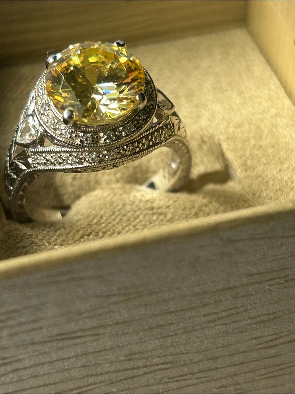 Yellow Gemstone Halo Cocktail Ring - Elegant Women's Jewelry